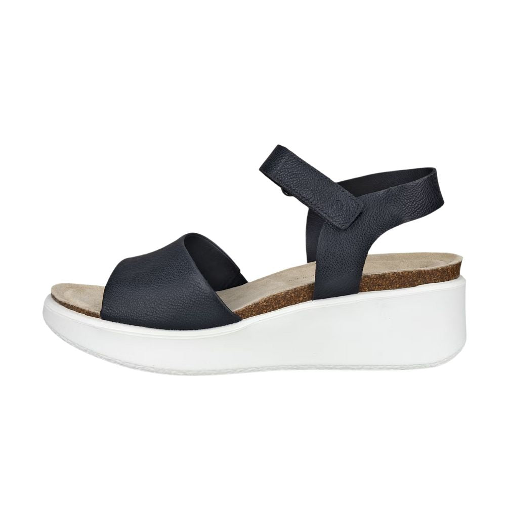 ECCO Women's flowt wedge Leather Cork Heeled Sandal