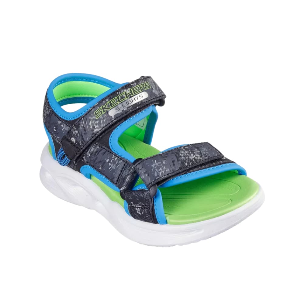 Skechers Kids Boy's Printed Light-Up Cross Strap Sandals with Hook and Loop Closure