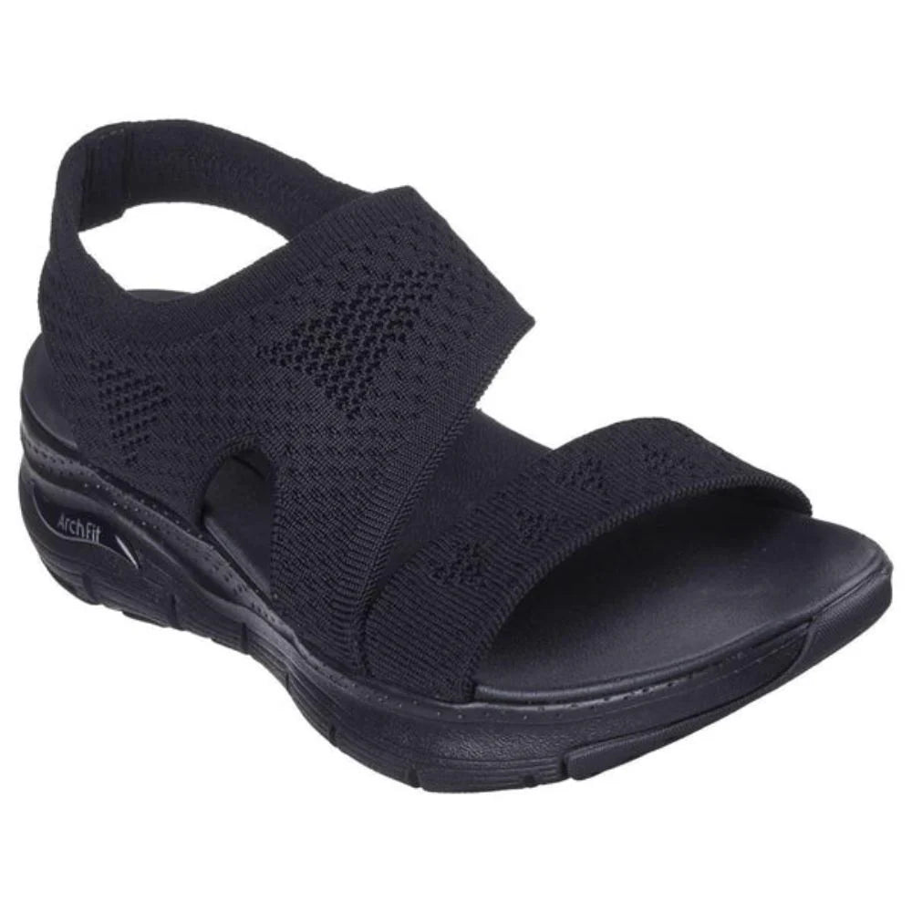Skechers Women'sArch Fit Sandals Black Brightest Day