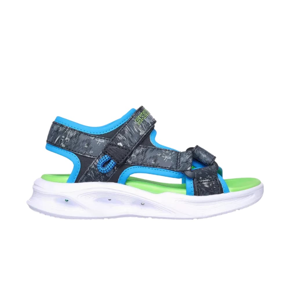 Skechers Kids Boy's Printed Light-Up Cross Strap Sandals with Hook and Loop Closure
