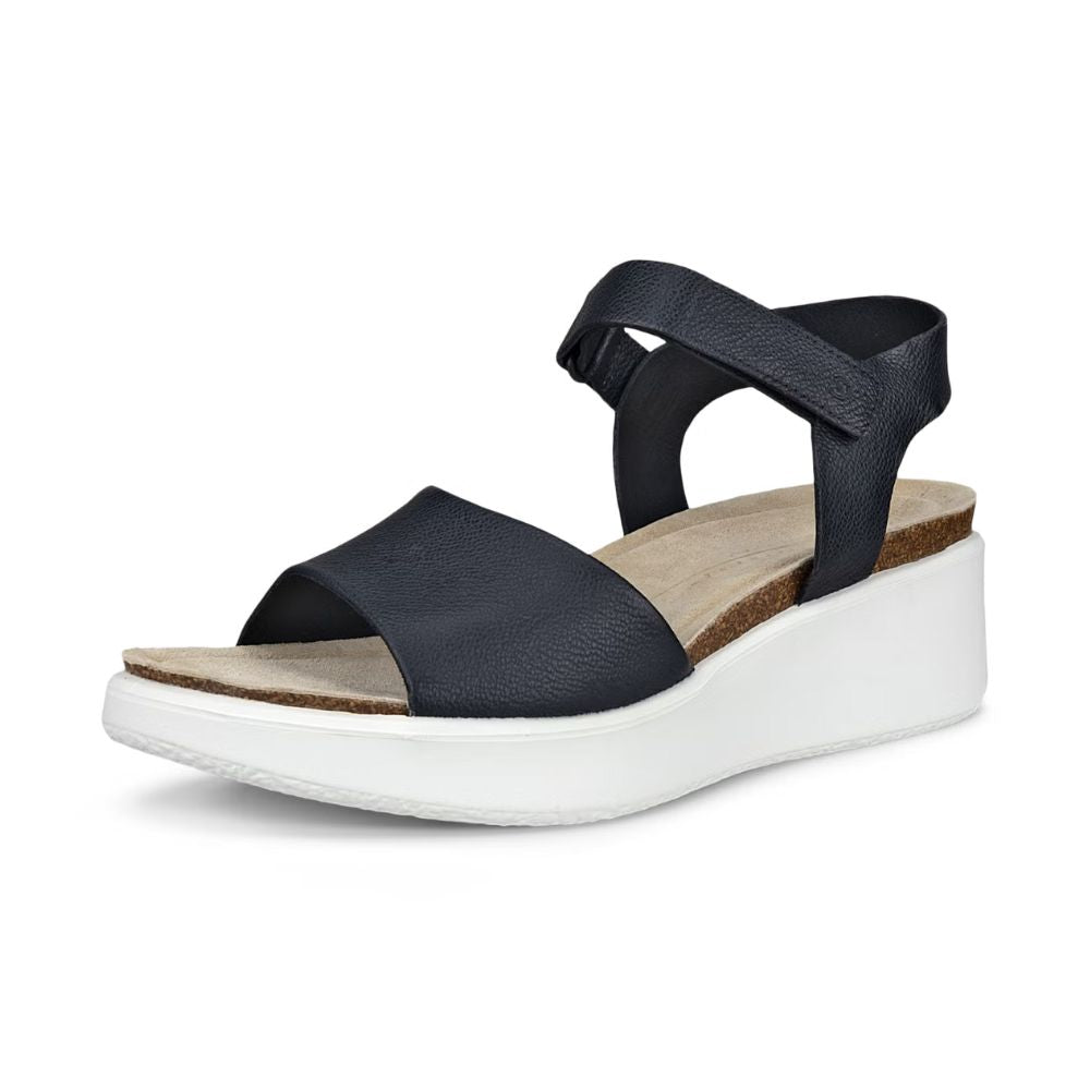 ECCO Women's flowt wedge Leather Cork Heeled Sandal